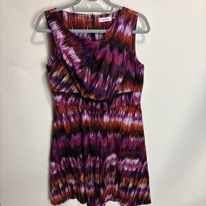 Calvin Klein Dress Womens 12P Pink Orange Sleeveless Sheath Cocktail Career